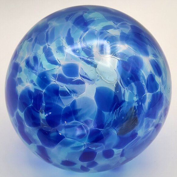 FINAL CLEARANCE Art Glass Blue Shades Confetti Bud Vase Bulbous Teardrop 6" High - Picture 6 of 12